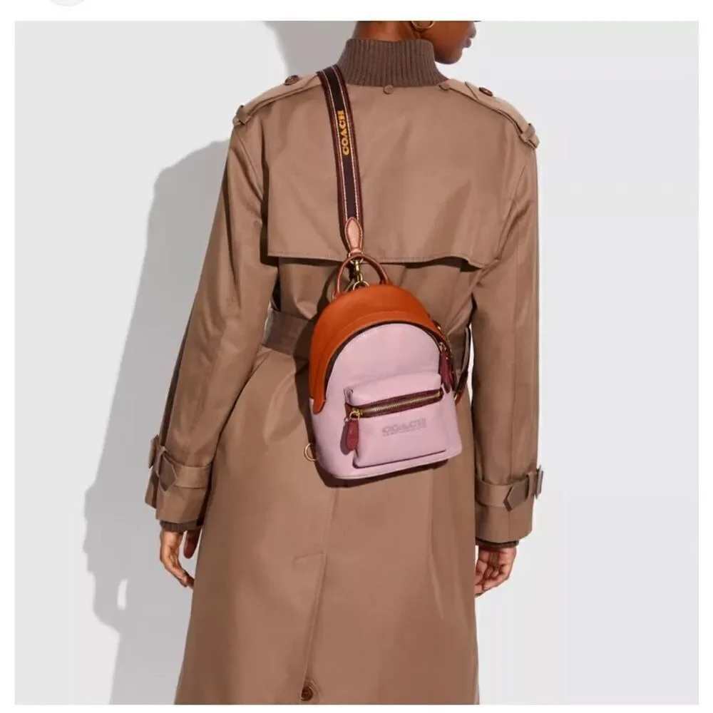 Coach charter 18 color block Backpack minibag shoulder